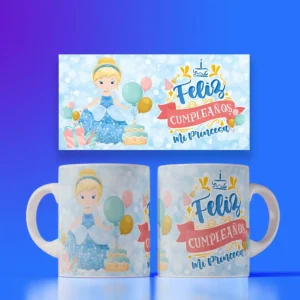 Tazas para sublimar de princesas FELIZ CUMPLE