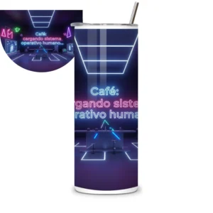 Termo con frase café: cargando sistema