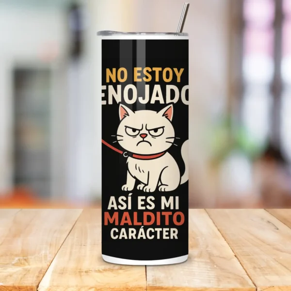 Termo de frase cómica no estoy enojado con gatito