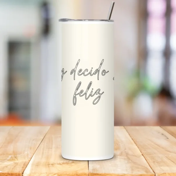 Termo Frase Motivicional Hoy Decido Ser Feliz -500 Ml <span style="color: green; font-weight: bold;">Envío gratis</span> - Imagen 2