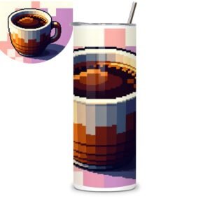 Termo para bebidas con diseño de café pixeleado